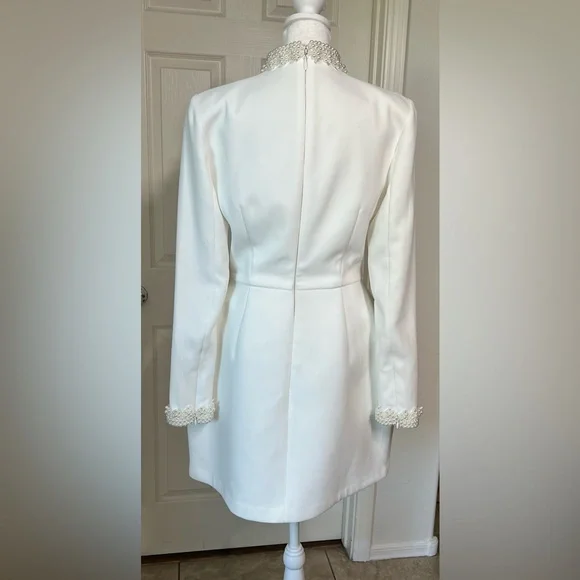 NADINE MERABI White Long Sleeve Dress Sz 6 - Picture 7 of 14